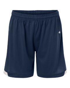 Badger 7102 Women’s On The Rise Shorts – Navy/ White