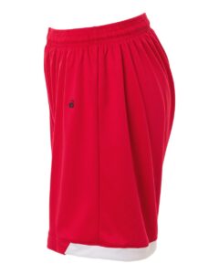 Badger 7102 Women’s On The Rise Shorts – Red/ White (side)