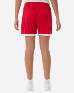 Badger 7102 Women’s On The Rise Shorts – Red/ White (on model back)