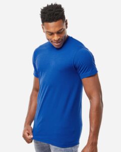 M&O 4300 Unisex ACE Cotton T-Shirt – Royal (on model side)