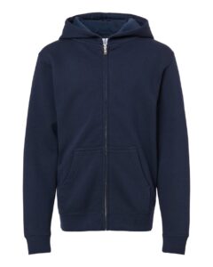 Independent Trading Co. SS4001YZ Youth Midweight Full-Zip Hooded Sweatshirt – Classic Navy