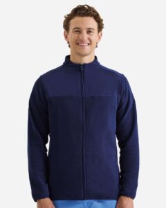 Onna NN800 Men’s Agility Panelled Fleece Full-Zip Jacket – Action Navy (on model)