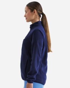 Onna NN802 Women’s Agility Panelled Fleece Full-Zip Jacket – Action Navy (on model side)