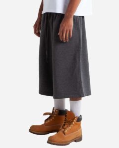 Shaka Wear SHLFBS Unisex Baggy Fleece Shorts – Charcoal Grey (side)
