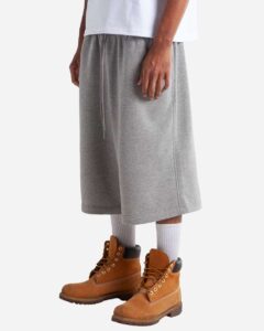 Shaka Wear SHLFBS Unisex Baggy Fleece Shorts – Heather Grey (side)