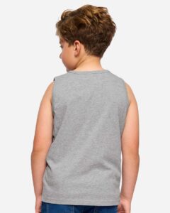 LAT 6123 Youth Fine Jersey Tank – Heather (on model back)