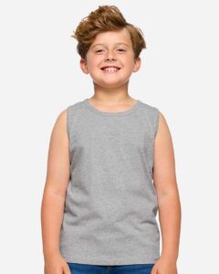 LAT 6123 Youth Fine Jersey Tank – Heather (on model)