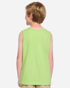 LAT 6123 Youth Fine Jersey Tank – Key Lime (on model back)
