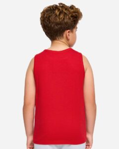 LAT 6123 Youth Fine Jersey Tank – Red (on model back)