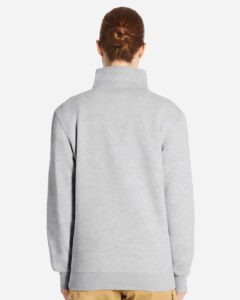 Lane Seven LS14014 Unisex Premium Quarter-Zip Pullover – Heather Grey (on model back)