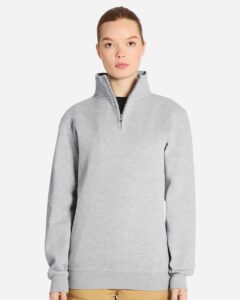 Lane Seven LS14014 Unisex Premium Quarter-Zip Pullover – Heather Grey (on model)