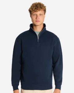 Lane Seven LS14014 Unisex Premium Quarter-Zip Pullover – Navy (on model)