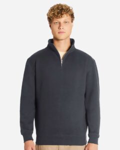 Lane Seven LS14014 Unisex Premium Quarter-Zip Pullover – Smoke (on model)