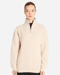 Lane Seven LS14014 Unisex Premium Quarter-Zip Pullover – Sandshell (on model)