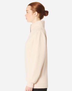 Lane Seven LS14014 Unisex Premium Quarter-Zip Pullover – Sandshell (on model side)