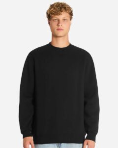 Lane Seven LS19004 Unisex Heavyweight Crewneck Sweatshirt – Black (on model)
