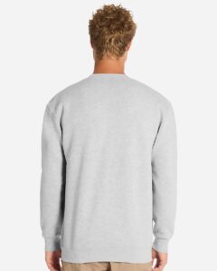 Lane Seven LS19004 Unisex Heavyweight Crewneck Sweatshirt – Heather Grey (on model back)