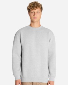 Lane Seven LS19004 Unisex Heavyweight Crewneck Sweatshirt – Heather Grey (on model)