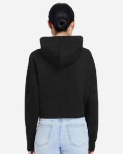 Lane Seven LS88001 Women’s Relaxed Cropped Hoodie Sweatshirt – Black (on model back)