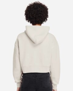 Lane Seven LS88001 Women’s Relaxed Cropped Hoodie Sweatshirt – Bone (on model back)