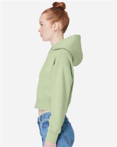 Lane Seven LS88001 Women’s Relaxed Cropped Hoodie Sweatshirt – Matcha (on model side)