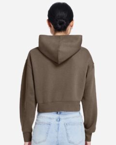 Lane Seven LS88001 Women’s Relaxed Cropped Hoodie Sweatshirt – Coffee (on model back)