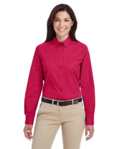 Harriton M581W Women’s Foundation Cotton Twill Shirt with Teflon