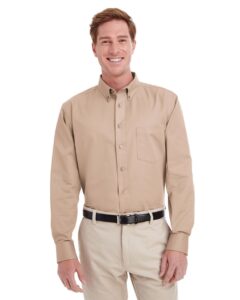 Harriton M581 Men’s Foundation Cotton Twill Dress Shirt with Teflon