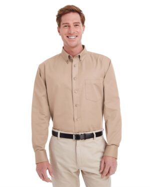 Harriton M581 Men’s Foundation Cotton Twill Dress Shirt with Teflon
