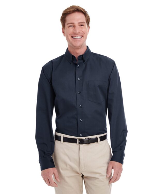 Harriton Men’s Tall Foundation Cotton Twill Shirt with Teflon