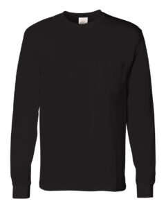Hanes 5596 Unisex Authentic Long Sleeve Pocket T-Shirt – Black