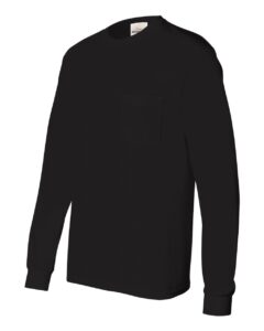 Hanes 5596 Unisex Authentic Long Sleeve Pocket T-Shirt – Black (side)