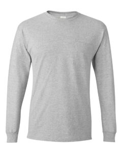 Hanes 5596 Unisex Authentic Long Sleeve Pocket T-Shirt – Light Steel