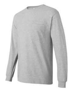 Hanes 5596 Unisex Authentic Long Sleeve Pocket T-Shirt – Light Steel (side)
