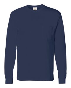 Hanes 5596 Unisex Authentic Long Sleeve Pocket T-Shirt – Navy