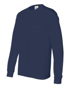 Hanes 5596 Unisex Authentic Long Sleeve Pocket T-Shirt – Navy (side)