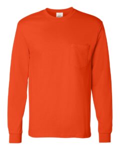 Hanes 5596 Unisex Authentic Long Sleeve Pocket T-Shirt – Orange