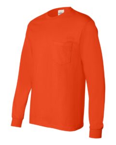 Hanes 5596 Unisex Authentic Long Sleeve Pocket T-Shirt – Orange (side)