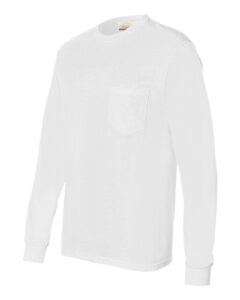 Hanes 5596 Unisex Authentic Long Sleeve Pocket T-Shirt – White (side)