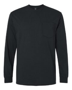 Gildan 2410 Unisex Ultra Cotton® Long Sleeve Pocket T-Shirt – Black