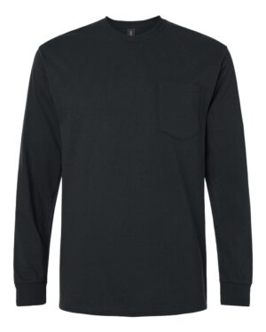 Gildan 2410 Unisex Ultra Cotton® Long Sleeve Pocket T-Shirt – Black