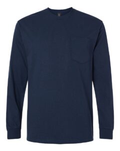 Gildan 2410 Unisex Ultra Cotton® Long Sleeve Pocket T-Shirt – Navy