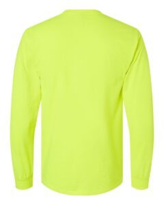 Gildan 2410 Unisex Ultra Cotton® Long Sleeve Pocket T-Shirt – Safety Green (back)