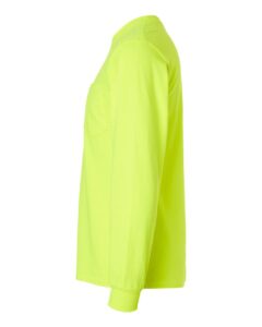 Gildan 2410 Unisex Ultra Cotton® Long Sleeve Pocket T-Shirt – Safety Green (side)