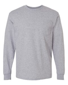 Gildan 2410 Unisex Ultra Cotton® Long Sleeve Pocket T-Shirt – Sport Grey