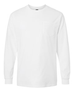 Gildan 2410 Unisex Ultra Cotton® Long Sleeve Pocket T-Shirt – White