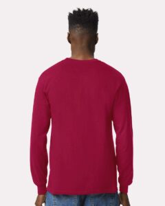 Gildan 2400 Unisex Ultra Cotton® Long Sleeve T-Shirt – Cardinal Red (on model back)