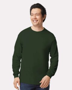 Gildan 2400 Unisex Ultra Cotton® Long Sleeve T-Shirt – Forest Green (on model)