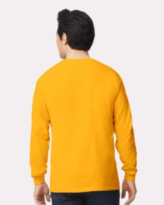 Gildan 2400 Unisex Ultra Cotton® Long Sleeve T-Shirt – Gold (on model back)
