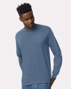 Gildan 2400 Unisex Ultra Cotton® Long Sleeve T-Shirt – Indigo Blue (on model)